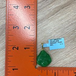 10K Plain Green Colored Jade Pendant 
