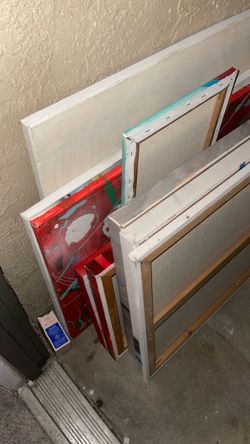 Lot of 10 small medium sized used canvas with wood framed