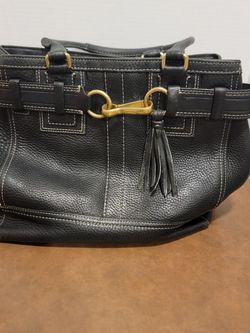 COACH Vintage Hampton Bag Black Pebbled Leather Shoulder Satchel Tote Carryall