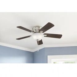 Hampton Bay Hawkins III 44 in. LED Indoor Brushed Nickel Flush Mount Ceiling Fan - New
