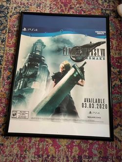 Rare Final Fantasy VII Remake Promotional Launch Signage (Frame Included)