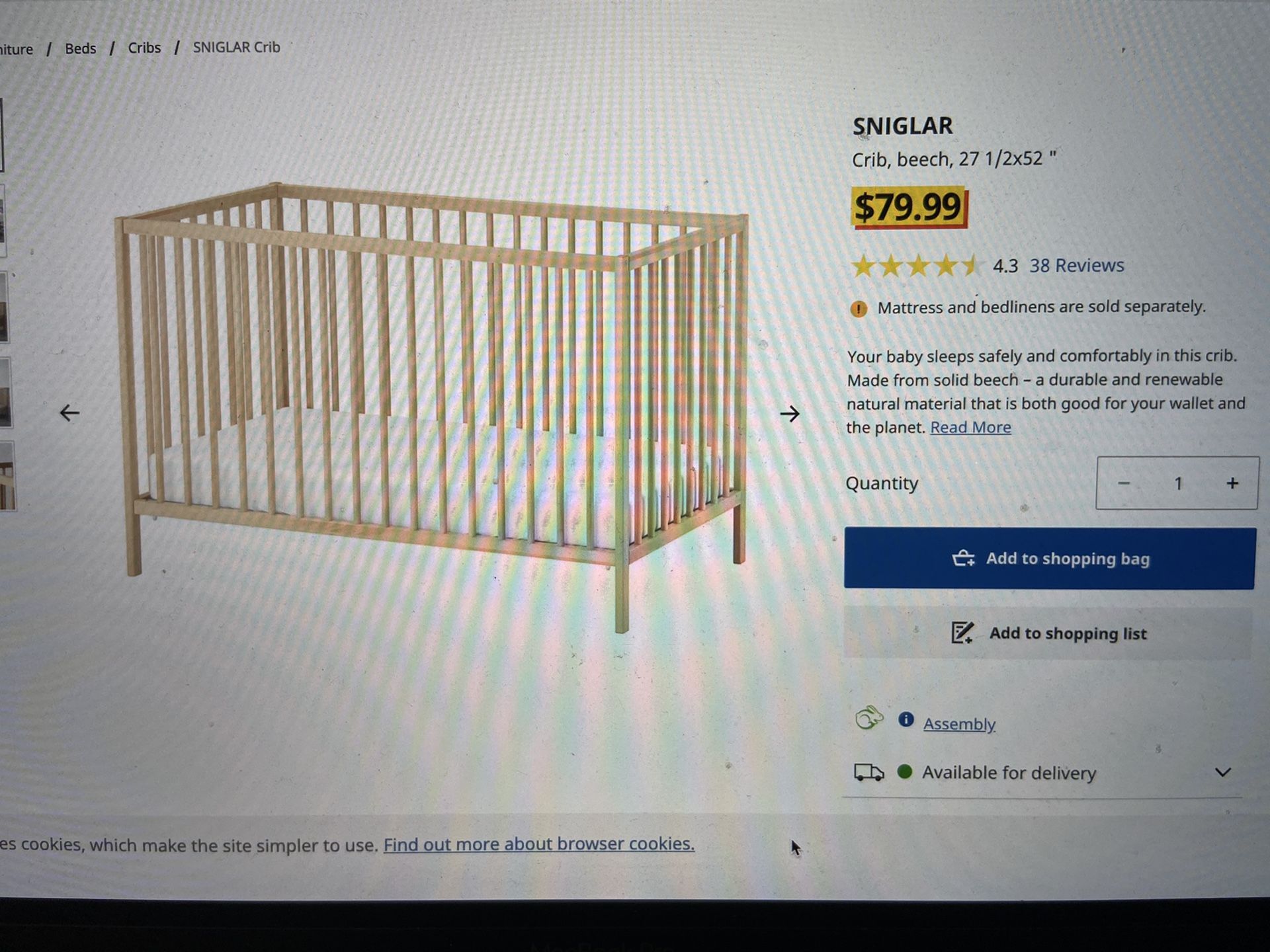 IKEA SINGLAR baby crib.