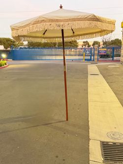 LAGarden 9 ft Boho Umbrella with Fringe for Market Patio 8-Rib Tilt