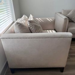 Suede Beige Loveseat Couch