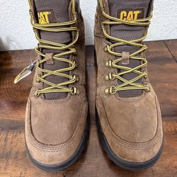 Caterpillar Outline Soft Toe Men’s Size 12 US Brown Leather Work Boots 