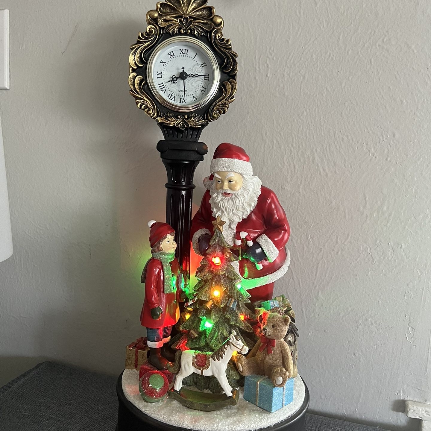 Costco Santa Holiday Clock with LED Lighted Christmas Tree In