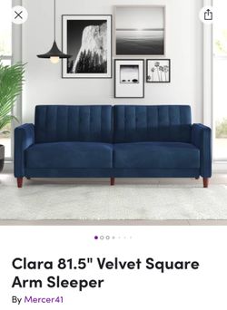 Navy Blue Velvet Sleeper Sofa