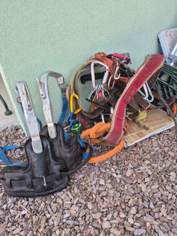 Tree Climbing Spikes and Harness Gear Lot