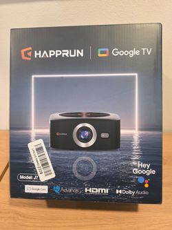 Happrun 1500 ANSI Lumens Outdoor Projector with Official Google TV - Brand New In Box
