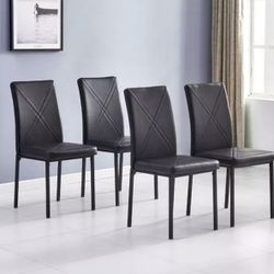 Set of 4 PU Leather Dining Chairs Home Kitchen Dining Room Backrest Furniture table not included
