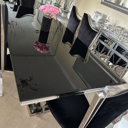 Dining Set Black And Silver