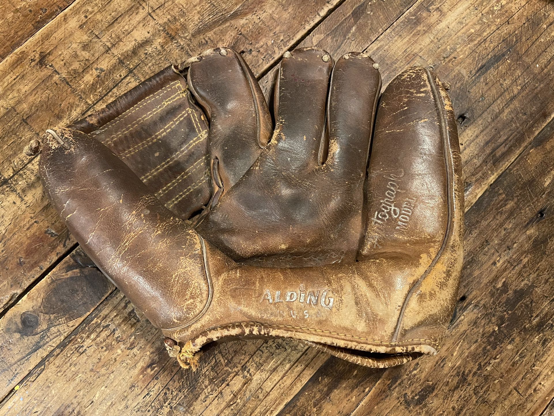 Vintage Spalding Autograph Model Leather Baseball Glove Mitt 