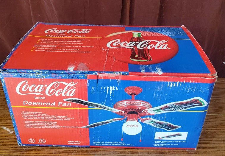 VINTAGE COLLECTIBLE COCA-COLA CEILING BOTTLE DOWNROD FAN