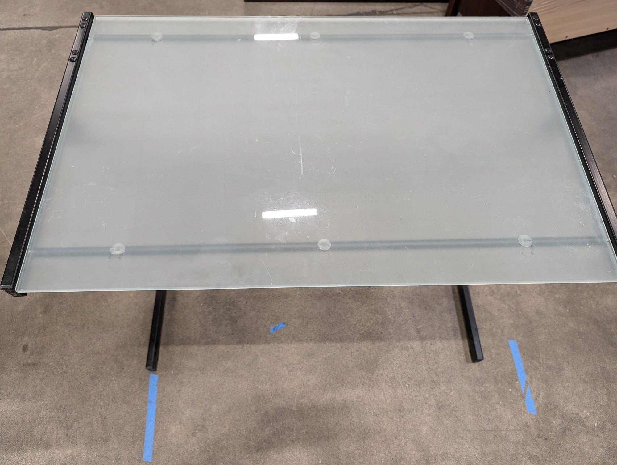 Modern Frosted Glass Top Desk with Storage Shelf