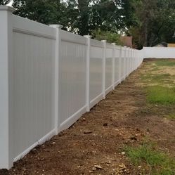 White PVC Fence Full Privacy 6' High - 100 FEET INSTALLED