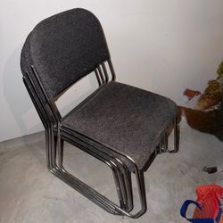 Stackable Office Chairs with Chrome Frame – Set of 4