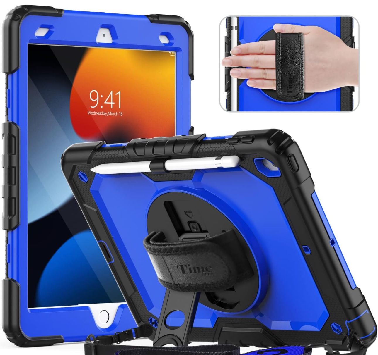 Timecity Case for iPad 9th/ 8th/ 7th Generation 10.2 inch (Case for iPad 9/8/ 7 Gen): with Strong Protection, Screen Protector, Hand/ Rotating Stand, 