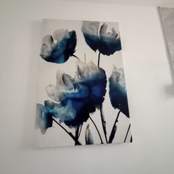 Canvas wall art blue, white, grey