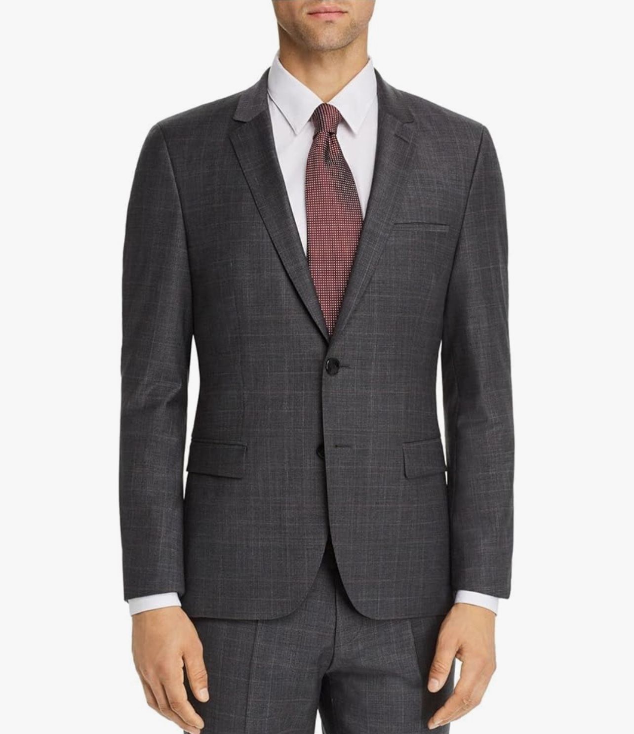 Charcoal Grey Plaid Men’s Suit