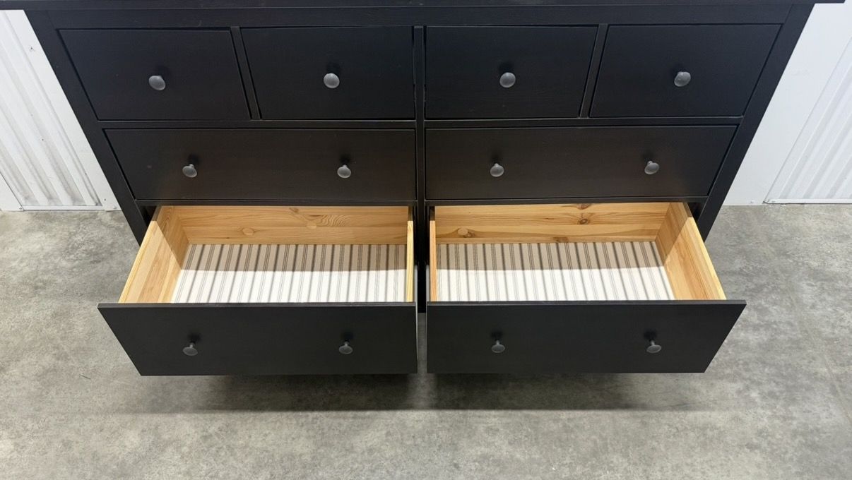 IKEA HEMNES BLACK BROWN OAK FINISH LARGE 8-DRAWER DRESSER IN NEW CONDITION DELIVERY AVAILABLE