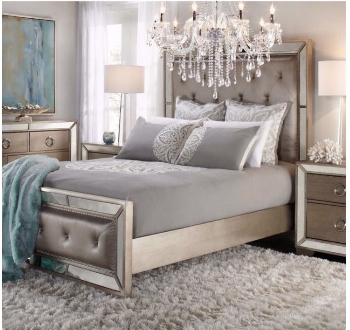 Z Gallerie Shappire Ava King Mirrored Bed (Retail: $1850)
