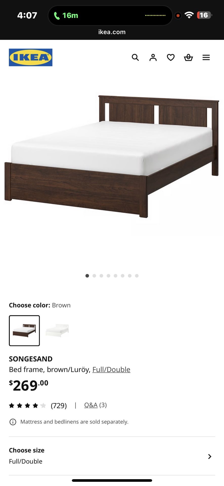 IKEA Full Size Platform Bed Frame W/ Mattress