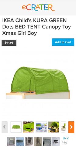 IKEA Child's KURA GREEN Dots BED TENT Canopy