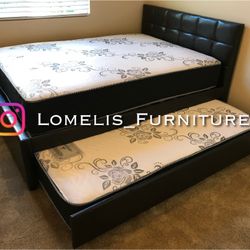 Full/Twin Expresso Trundle Beds w. Orthopedic Mattresses Included 