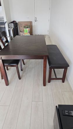 FREE 5ft Dining Table w/ Bench & 2 Chairs - MUST HAUL