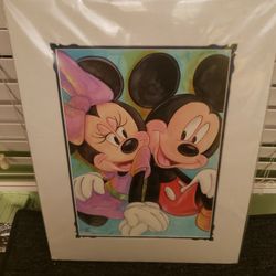 Disney Artist Randy Noble Matted Print Mickey And Minnie Now And Forever 14"X18"

