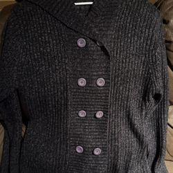 New Brown Ribbed Button-Up Sweater-size 2X