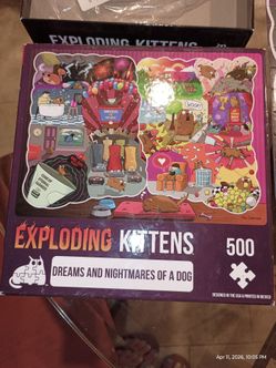 Exploding Kittens Dreams and Nightmares of a Dog 500 Piece Puzzle
Complete 500 piece jigsaw puzzle. Exploding Kittens brand, Dreams and Nightmares of 