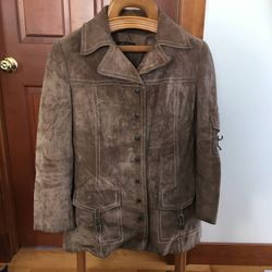 Vintage 1960s 1970s Suede Leather Womens Jacket Size 14 Wm Small