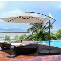 Simple Deluxe 4-Pieces Cantilever Offset Market Patio Umbrella Base with U Locking Shape Weights Water in Black