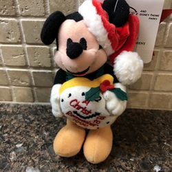 Disney 1999 Christmas To Remember Mickey Mouse Plush Ornament Red Green Yellow