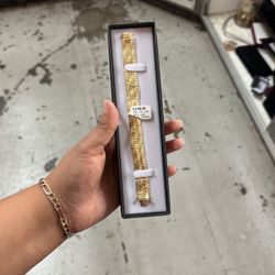 Herringbone Textured Bracelet 14k Gold 23.2 Grams 