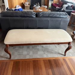 Beige long bench chair