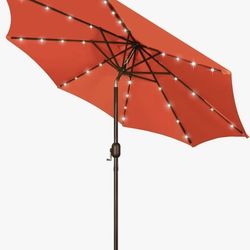 Blissun 9 ft Solar Umbrella, 32 LED Lighted Patio Umbrella,Table Market Umbrella