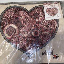 New With Tag Brighton Love In Bloom "Sweet Heart" Large Canvas Tote Bag 14.5x15"