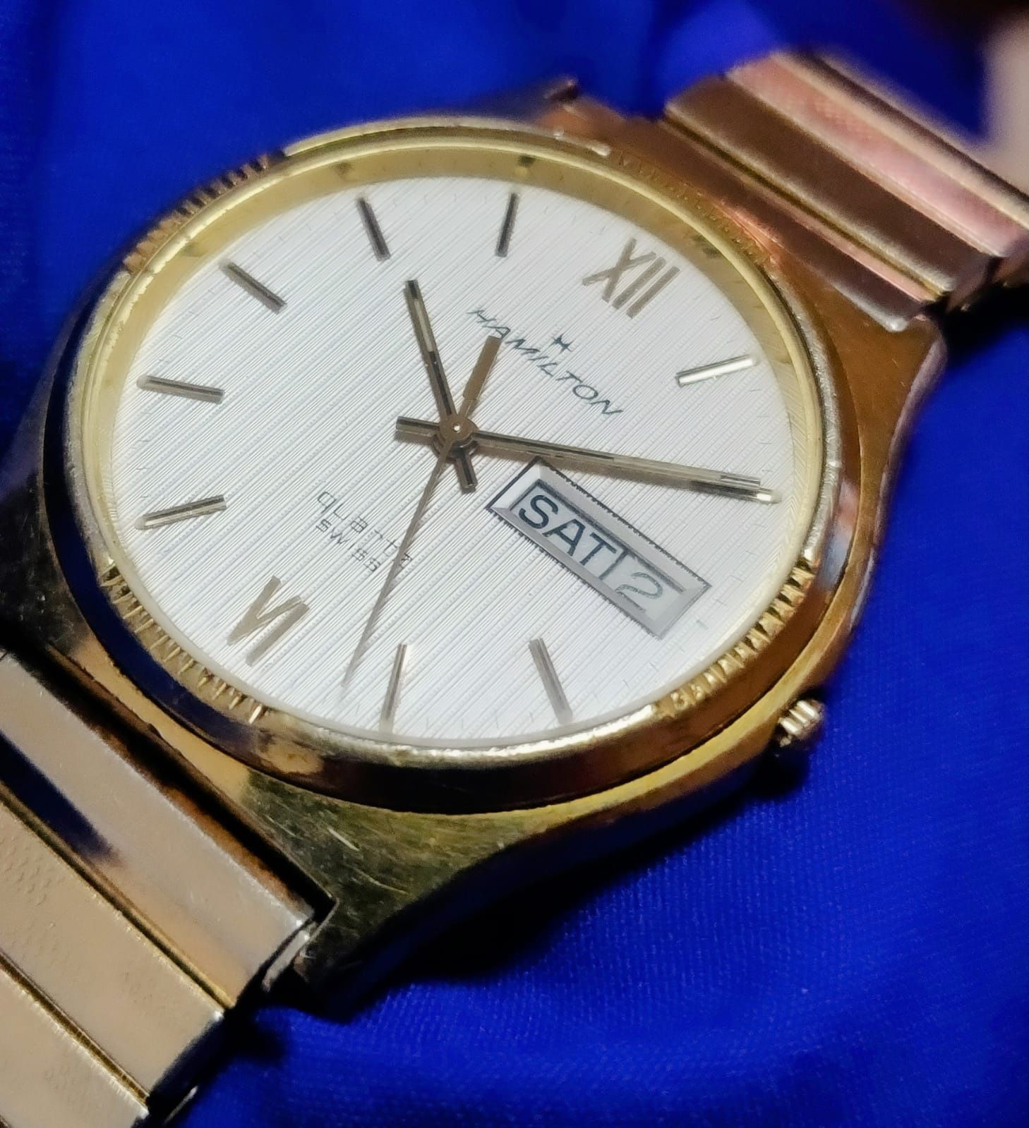 Hamilton 8640 Swiss Day Date Men’s Watch Gold Tone