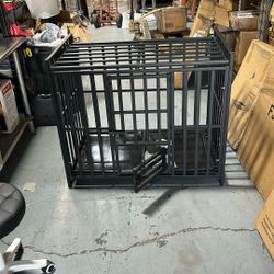 XL 46” Heavy Duty Dog Crate on Wheels – Escape Proof Steel Kennel – NEW