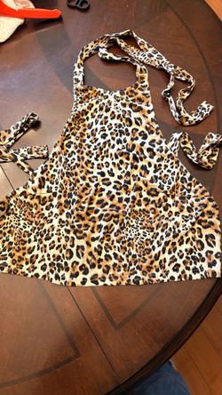 White Fox Leopard Print Open Back Tie Halter Crop Top Large L