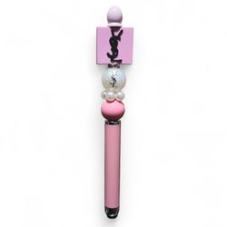 Fancy Fashion Pink Beaded 2 In 1 Ballpoint Twist Pen - Stylus Pen