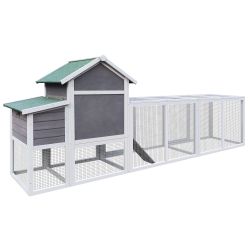 122 Large Gray Wood Chicken Coop Hen House Pet Rabbit Hutch Wooden Pet Cage Backyard with Nesting Box