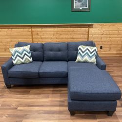 Cindy Crawford Blue Sofa with Customizable Chaise