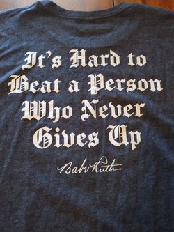Baseballism Men's T-Shirt Babe Ruth Never Give Up Men's XL Black