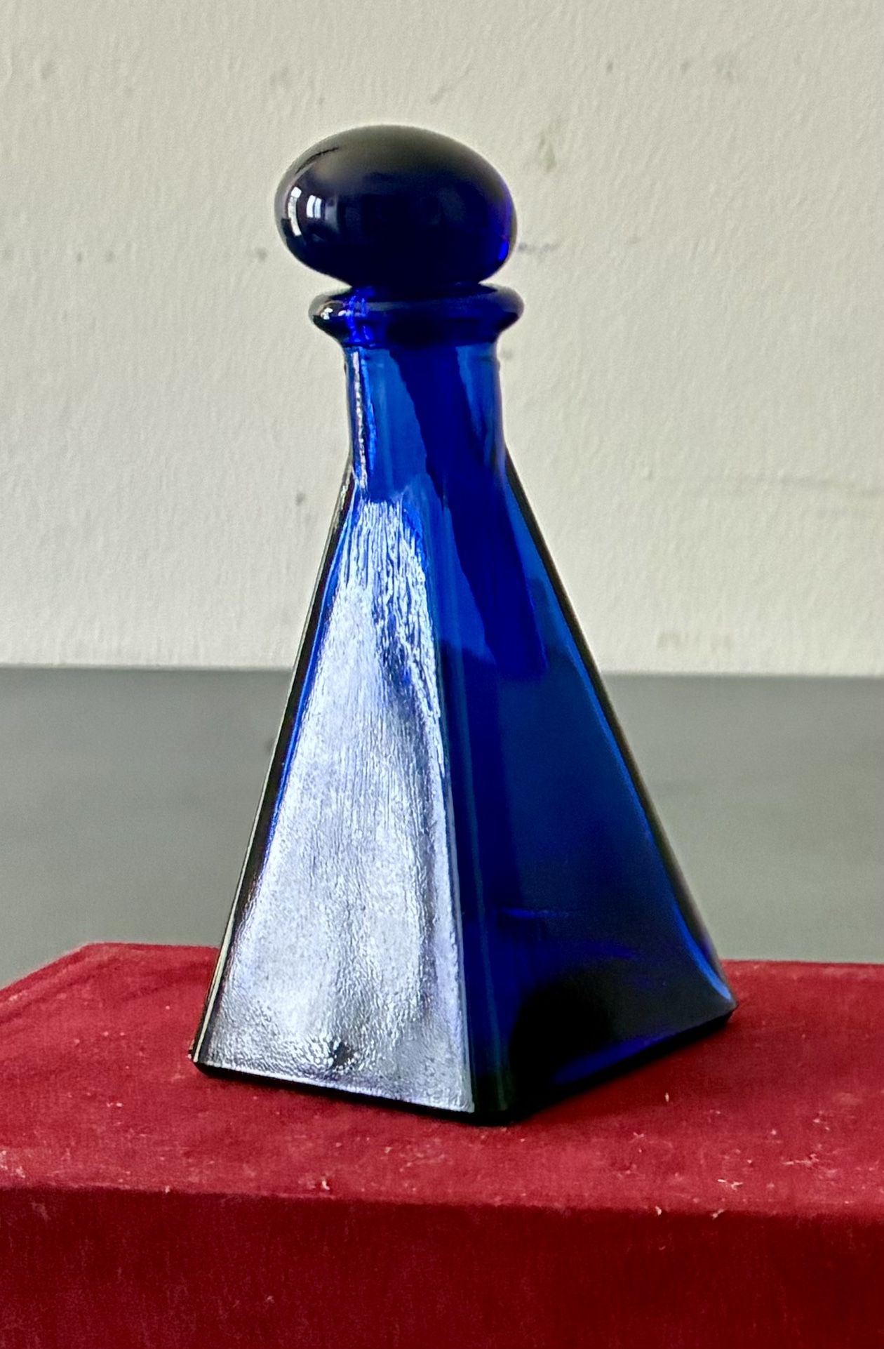 Cobalt Blue Art Deco Perfume Bottle