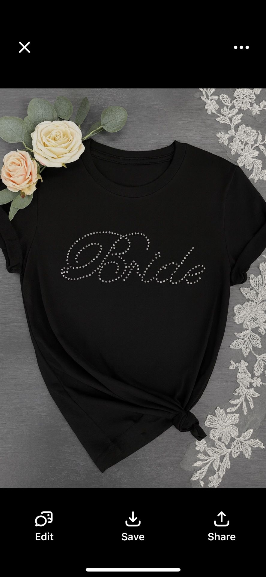Elegant Rhinestone “Bride” T-Shirt – Perfect for Bachelorette Parties, Bridal Showers & Wedding Day Prep