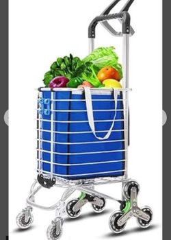 Two-Handle stair climber Folding Shopping Cart, Household Stair Climbing Trolley, Folding Trolley, Old Grocery Shopping Trolley, Dual-Purpose Trolley