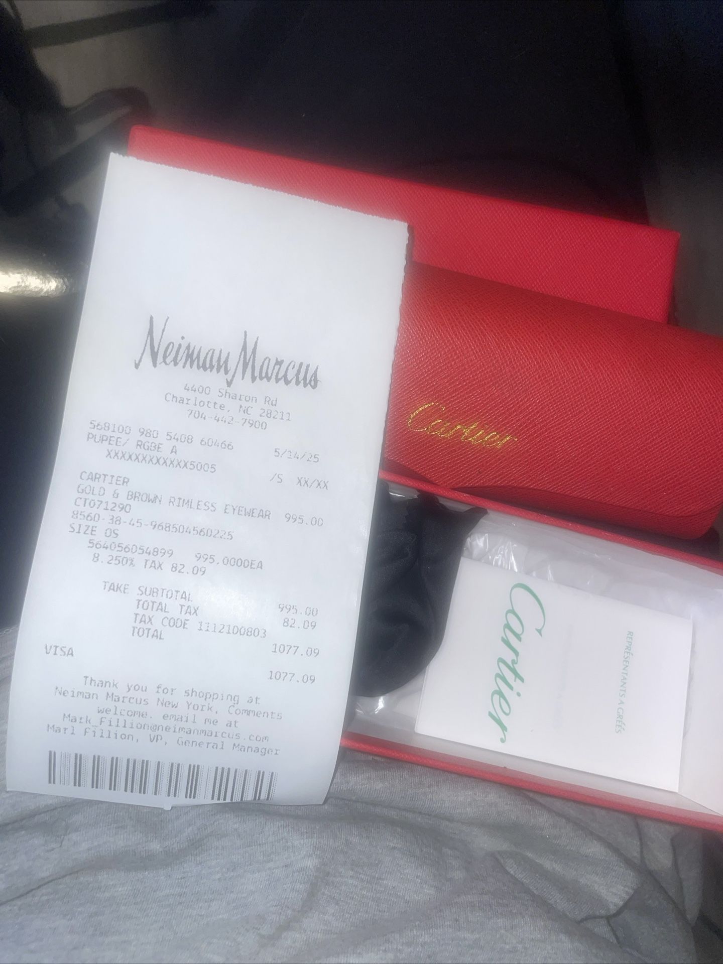 Cartier Gold & Brown Rimless Eyewear